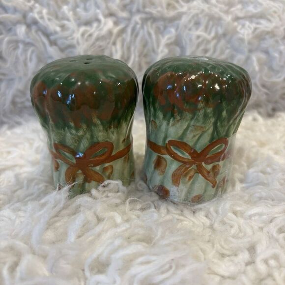 3 Vntg PC FERNANDA Wood 8” Pepper Grinder, Ceramic Asparagus Salt Pepper Shakers - Picture 6 of 10